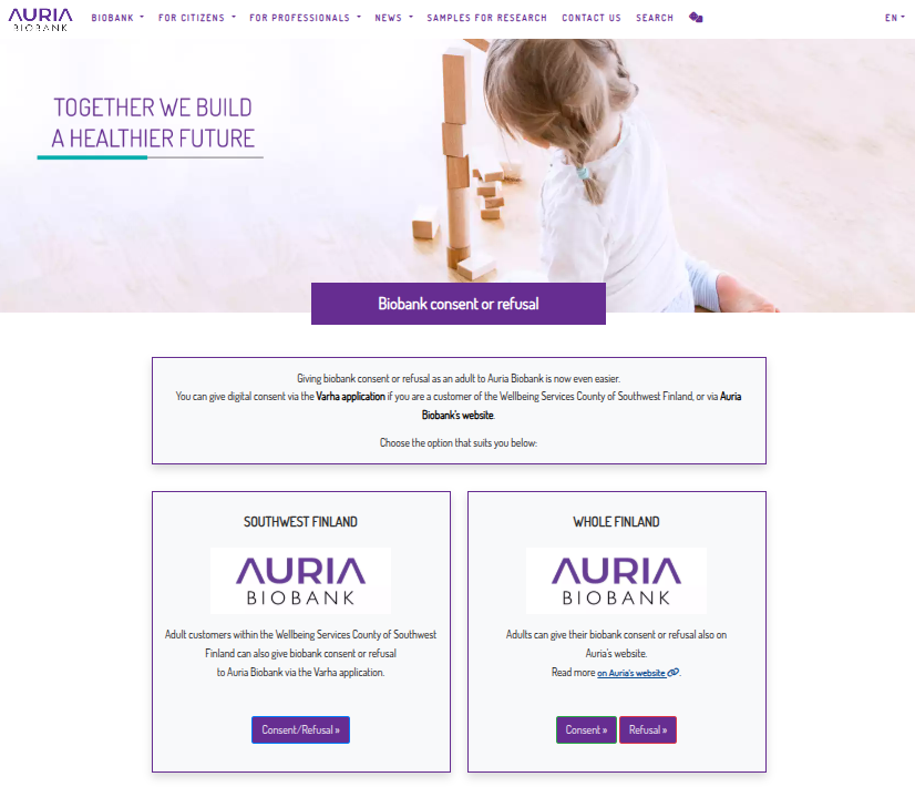 Online consent interface.